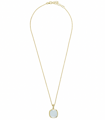 Aquacaramelle necklace with milky aquamarine faceted glass stone